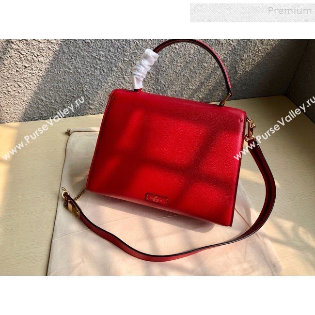 Valentino Large VSLING Grainy Calfskin Top Handle Bag 0530 Red 2019 (JIND-9111913)