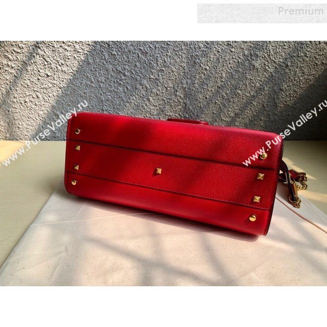 Valentino Large VSLING Grainy Calfskin Top Handle Bag 0530 Red 2019 (JIND-9111913)