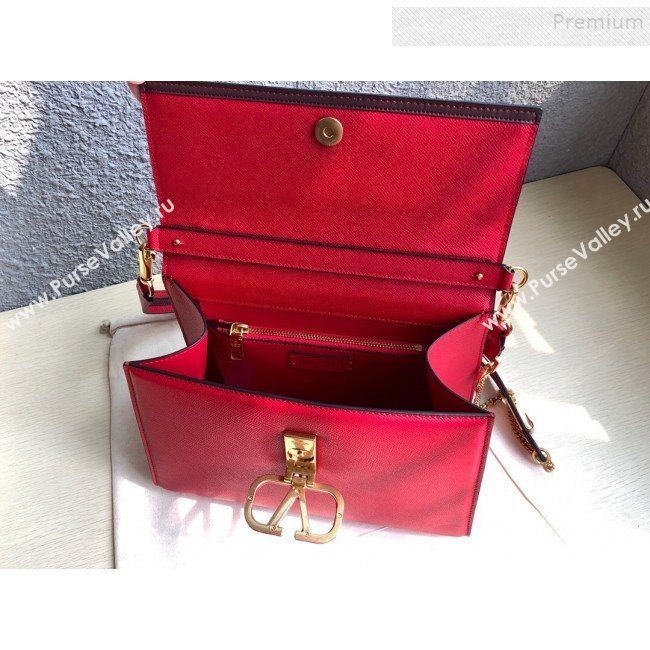 Valentino Large VSLING Grainy Calfskin Top Handle Bag 0530 Red 2019 (JIND-9111913)