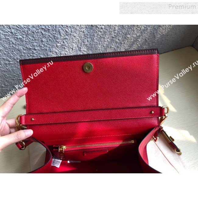 Valentino Large VSLING Grainy Calfskin Top Handle Bag 0530 Red 2019 (JIND-9111913)
