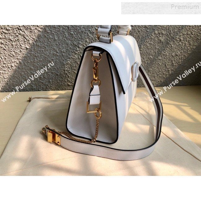 Valentino Large VSLING Grainy Calfskin Top Handle Bag 0530 White 2019 (JIND-9111915)