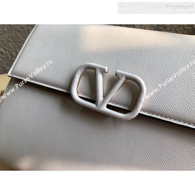 Valentino Large VSLING Grainy Calfskin Top Handle Bag 0530 White 2019 (JIND-9111915)