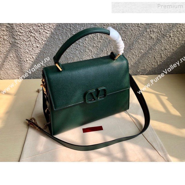 Valentino Large VSLING Grainy Calfskin Top Handle Bag 0530 Green 2019 (JIND-9111916)