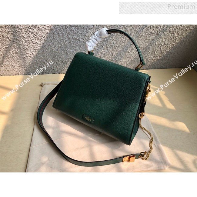 Valentino Large VSLING Grainy Calfskin Top Handle Bag 0530 Green 2019 (JIND-9111916)