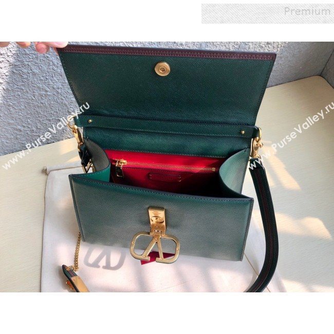 Valentino Large VSLING Grainy Calfskin Top Handle Bag 0530 Green 2019 (JIND-9111916)