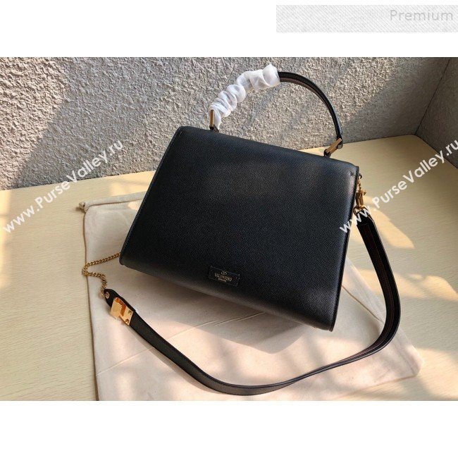 Valentino Large VSLING Grainy Calfskin Top Handle Bag 0530 Black 2019 (JIND-9111917)