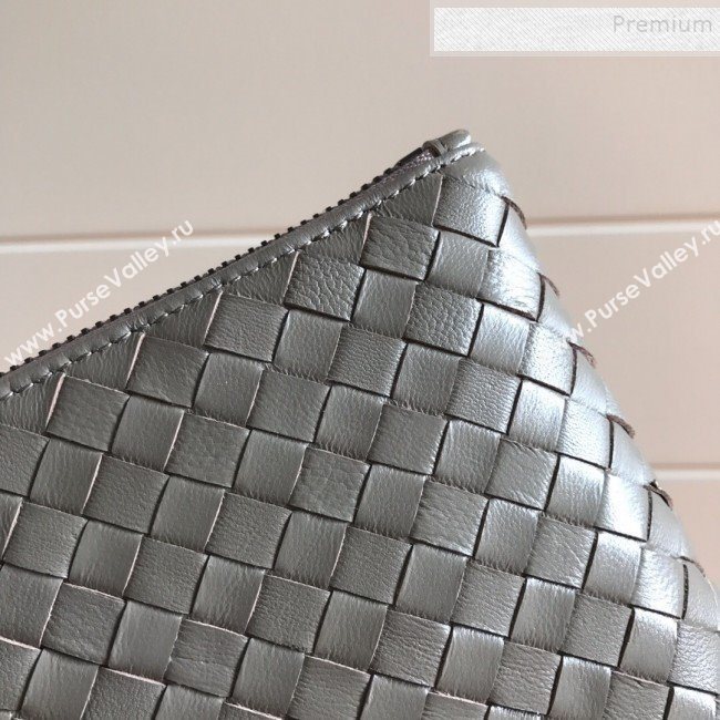 Bottega Veneta Large Woven Lambskin Document Case Clutch 8304 Grey (MISU-9111921)