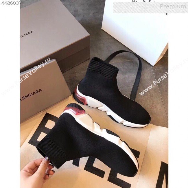 Balenciaga Stretch Knit Sock Speed Boot Sneakers Black/Pink 2019 (EM-9112001)