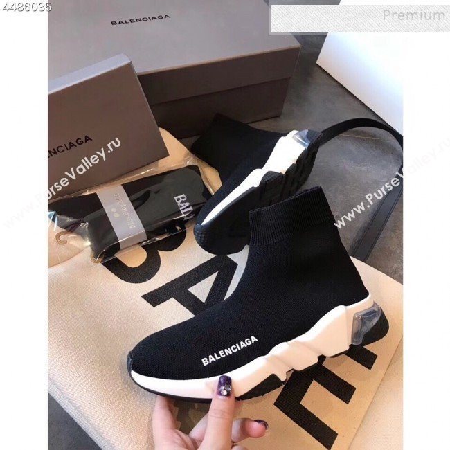 Balenciaga Stretch Knit Sock Speed Boot Sneakers Black/White 2019 (EM-9112003)