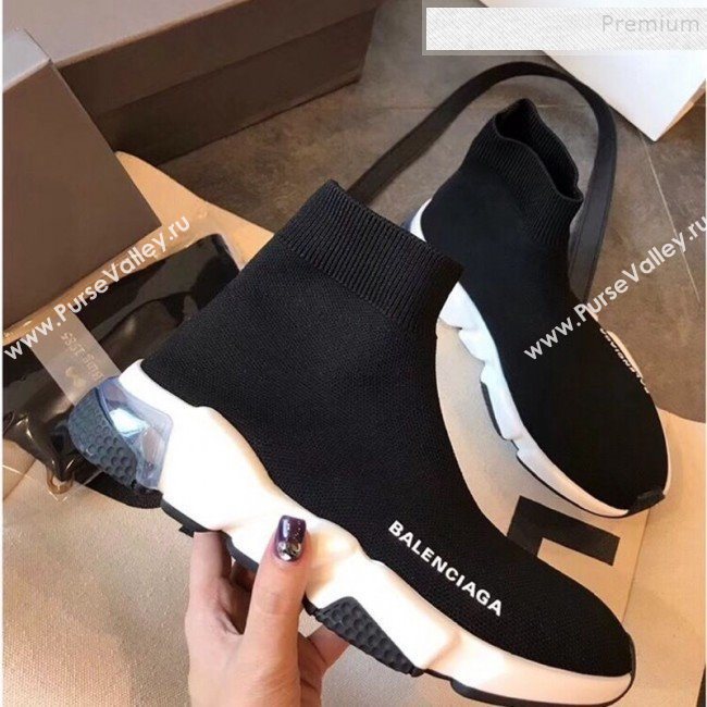 Balenciaga Stretch Knit Sock Speed Boot Sneakers Black/White 2019 (EM-9112003)