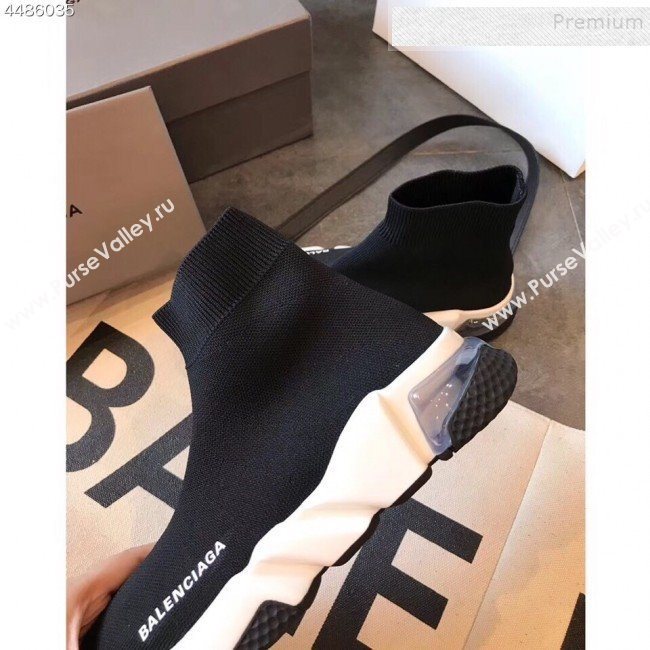 Balenciaga Stretch Knit Sock Speed Boot Sneakers Black/White 2019 (EM-9112003)