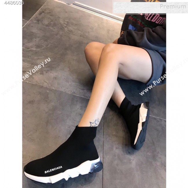 Balenciaga Stretch Knit Sock Speed Boot Sneakers Black/White 2019 (EM-9112003)