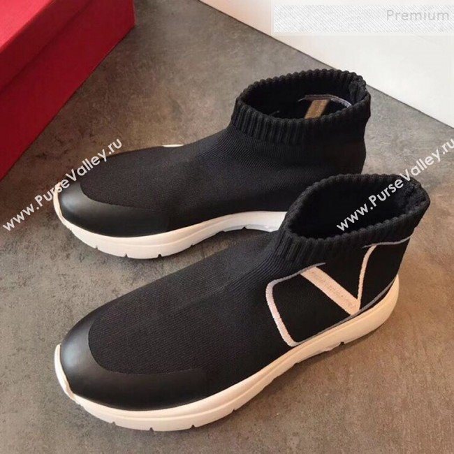 Valentino VLogo Stretch Knit Sock Boot Sneakers Black/White 2019 (EM-9112004)