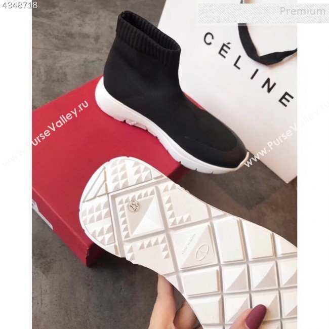 Valentino VLogo Stretch Knit Sock Boot Sneakers Black/White 2019 (EM-9112004)