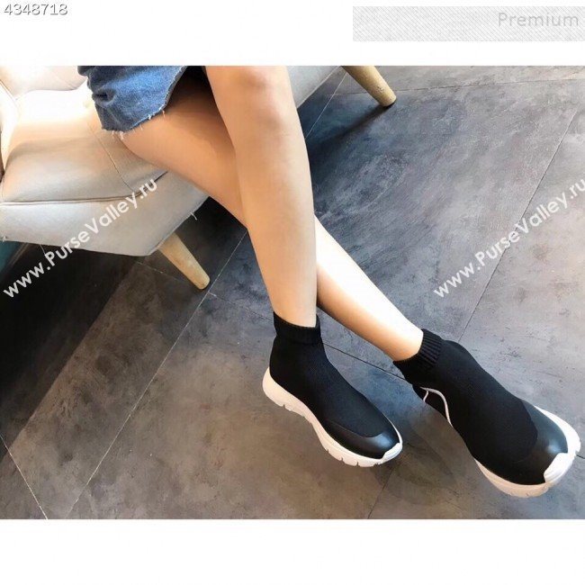 Valentino VLogo Stretch Knit Sock Boot Sneakers Black/White 2019 (EM-9112004)