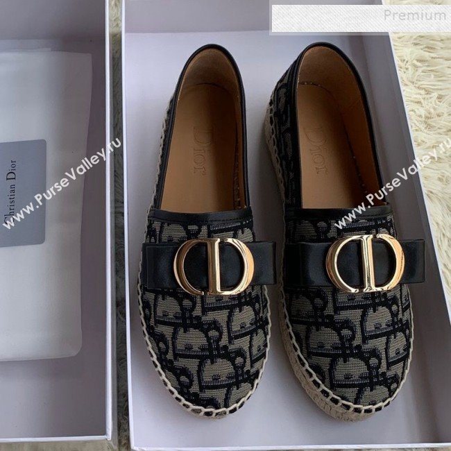 Dior CD Bow Espadrilles in Blue Oblique Canvas 2019 (HANB-9112012)