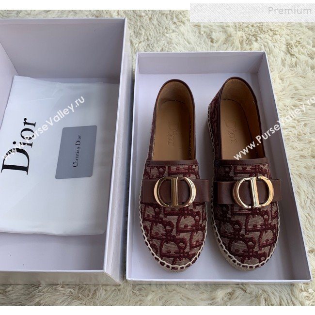 Dior CD Bow Espadrilles in Burgundy Oblique Canvas 2019 (HANB-9112013)