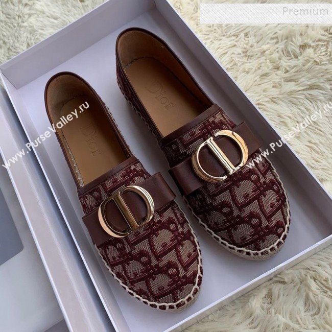 Dior CD Bow Espadrilles in Burgundy Oblique Canvas 2019 (HANB-9112013)