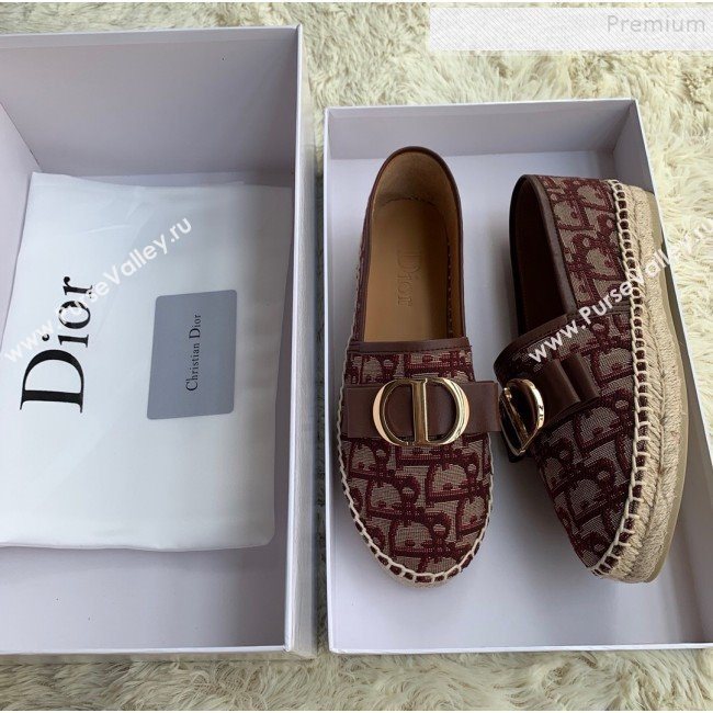 Dior CD Bow Espadrilles in Burgundy Oblique Canvas 2019 (HANB-9112013)