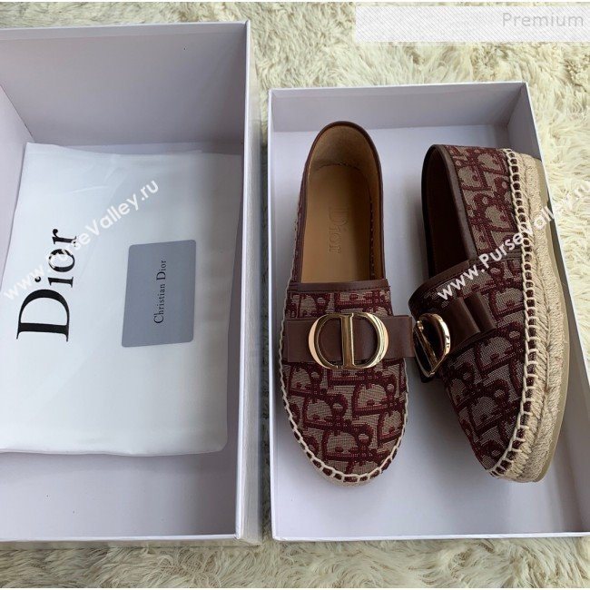 Dior CD Bow Espadrilles in Burgundy Oblique Canvas 2019 (HANB-9112013)