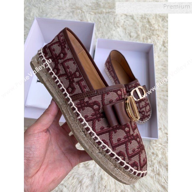 Dior CD Bow Espadrilles in Burgundy Oblique Canvas 2019 (HANB-9112013)