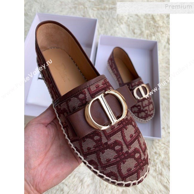 Dior CD Bow Espadrilles in Burgundy Oblique Canvas 2019 (HANB-9112013)