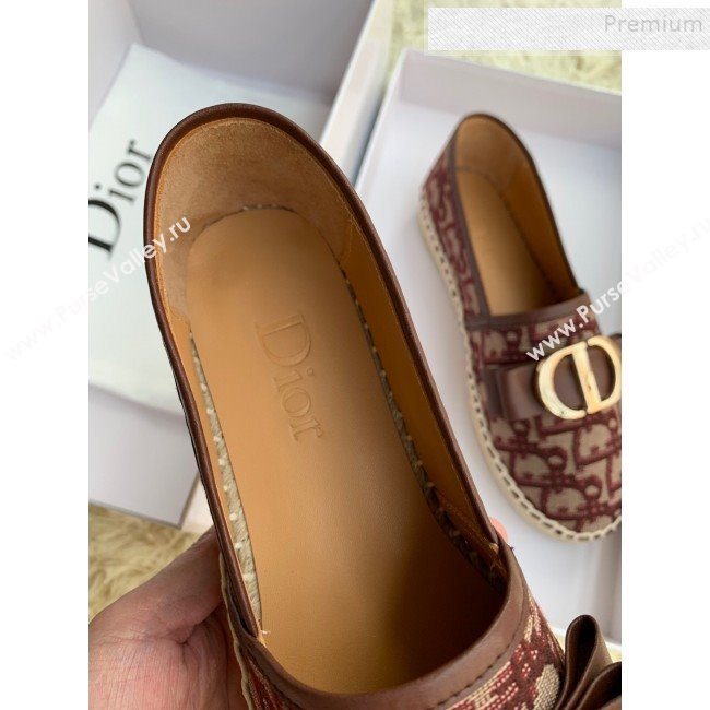 Dior CD Bow Espadrilles in Burgundy Oblique Canvas 2019 (HANB-9112013)