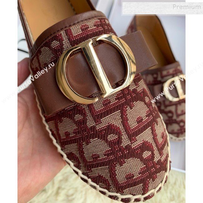 Dior CD Bow Espadrilles in Burgundy Oblique Canvas 2019 (HANB-9112013)