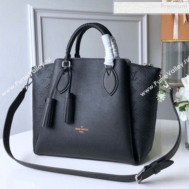 Louis Vuitton Haumea Mahina Perforated Leather Top Handle Bag M55029 Black 2019 (KD-9112111)