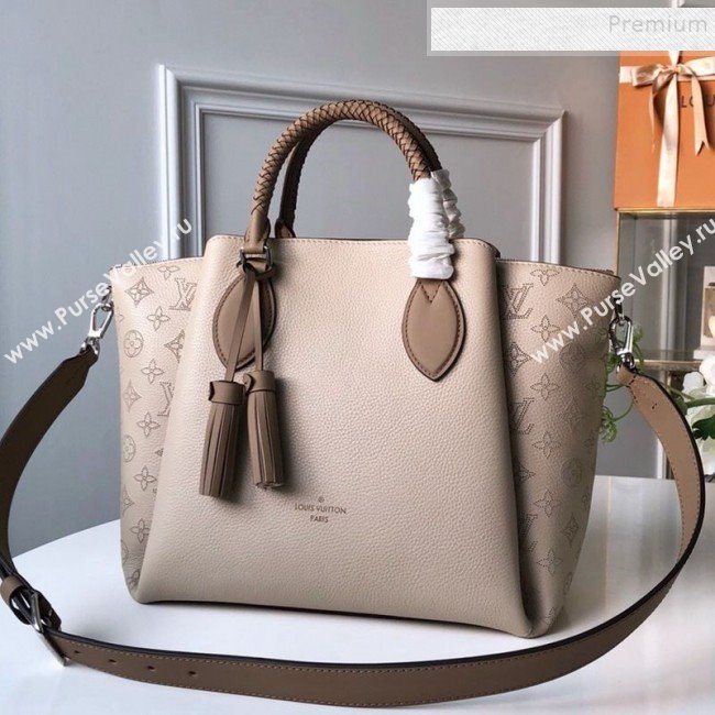 Louis Vuitton Haumea Mahina Perforated Leather Top Handle Bag M55031 Grey 2019 (KD-9112112)