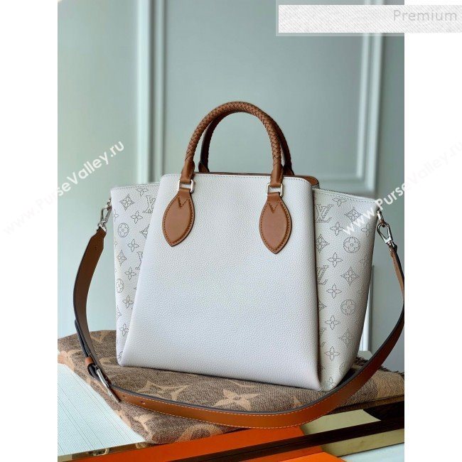 Louis Vuitton Haumea Mahina Perforated Leather Top Handle Bag M55553 White 2019 (KD-9112113)