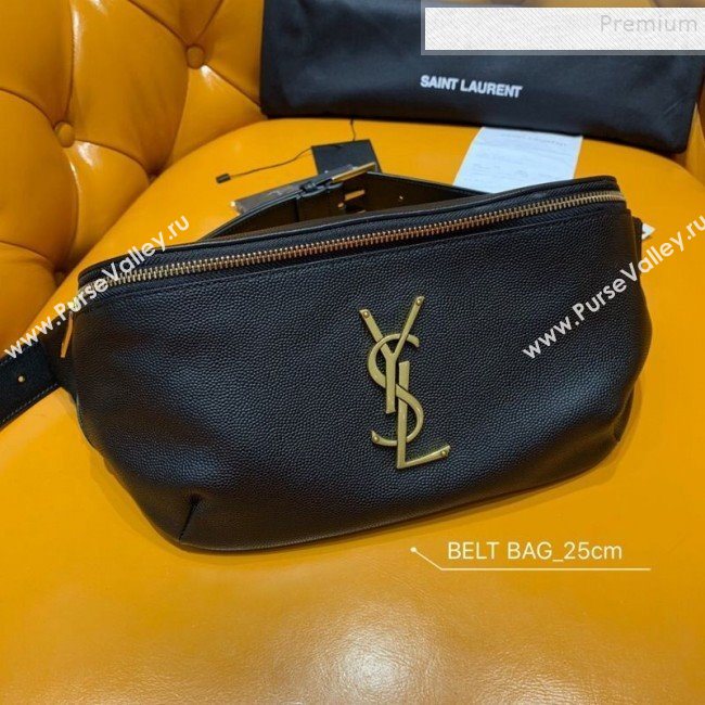 Saint Laurent Classic Belt Bag in Grained Leather 569737 Black/Gold 2019 (JUND-9112135)