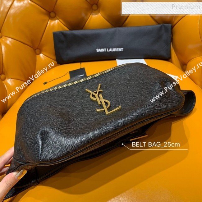 Saint Laurent Classic Belt Bag in Grained Leather 569737 Black/Gold 2019 (JUND-9112135)