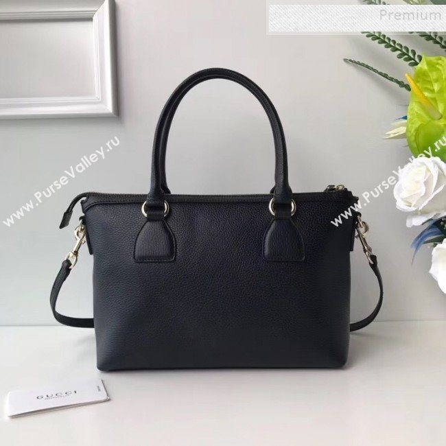 Gucci Interlocking G Charm Leather Tote Bag 449659 Black 2019 (DLH-9112271)