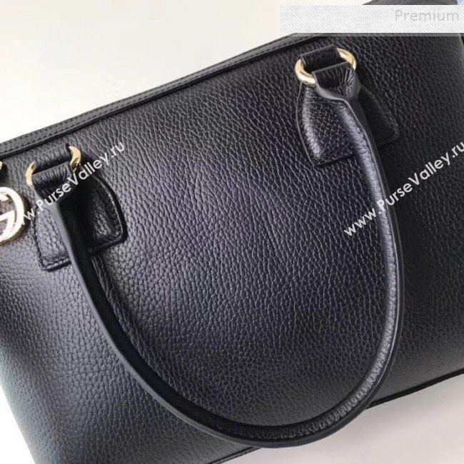 Gucci Interlocking G Charm Leather Tote Bag 449659 Black 2019 (DLH-9112271)