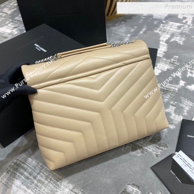 Saint Laurent Loulou Large Bag in &quot;Y&quot; Leather 459749 Apricot/Silver (JUND-9112136)