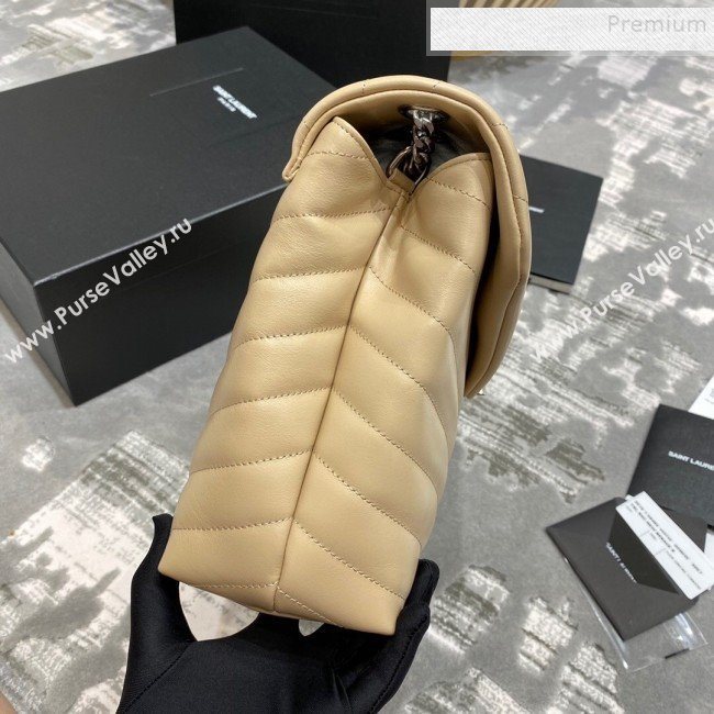 Saint Laurent Loulou Large Bag in &quot;Y&quot; Leather 459749 Apricot/Silver (JUND-9112136)