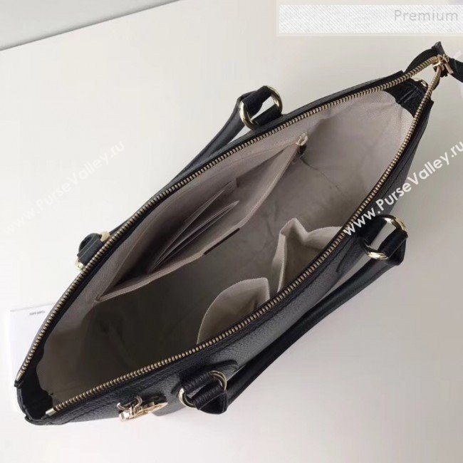 Gucci Interlocking G Charm Leather Tote Bag 449659 Black 2019 (DLH-9112271)