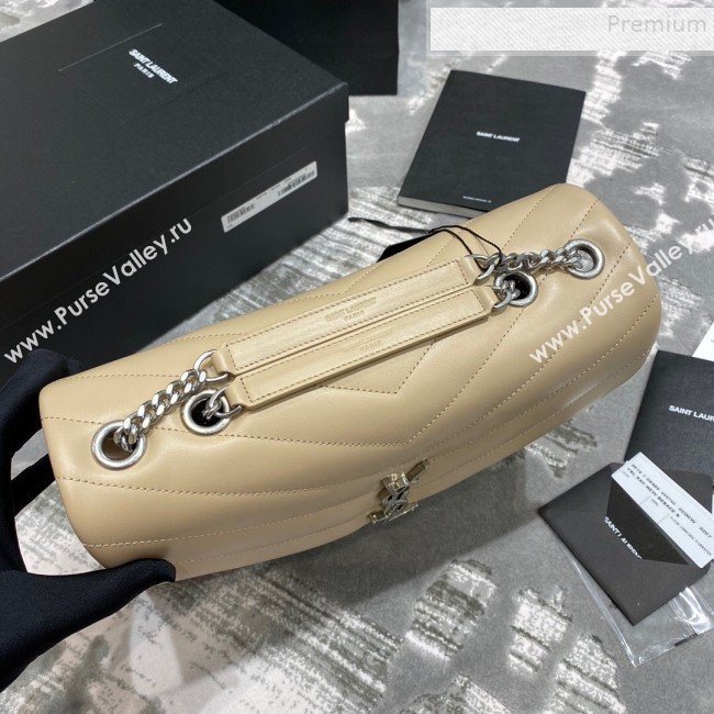 Saint Laurent Loulou Large Bag in &quot;Y&quot; Leather 459749 Apricot/Silver (JUND-9112136)