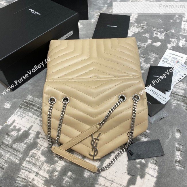 Saint Laurent Loulou Large Bag in &quot;Y&quot; Leather 459749 Apricot/Silver (JUND-9112136)