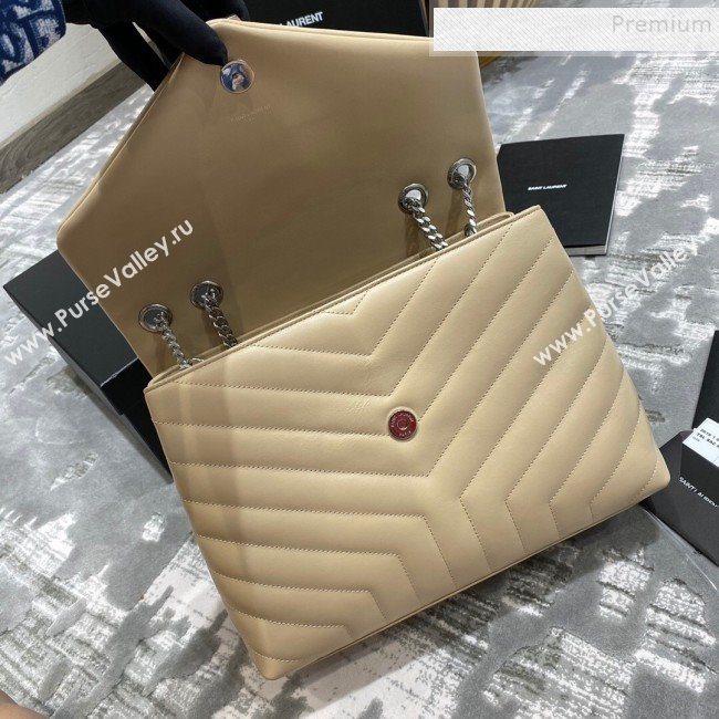 Saint Laurent Loulou Large Bag in &quot;Y&quot; Leather 459749 Apricot/Silver (JUND-9112136)