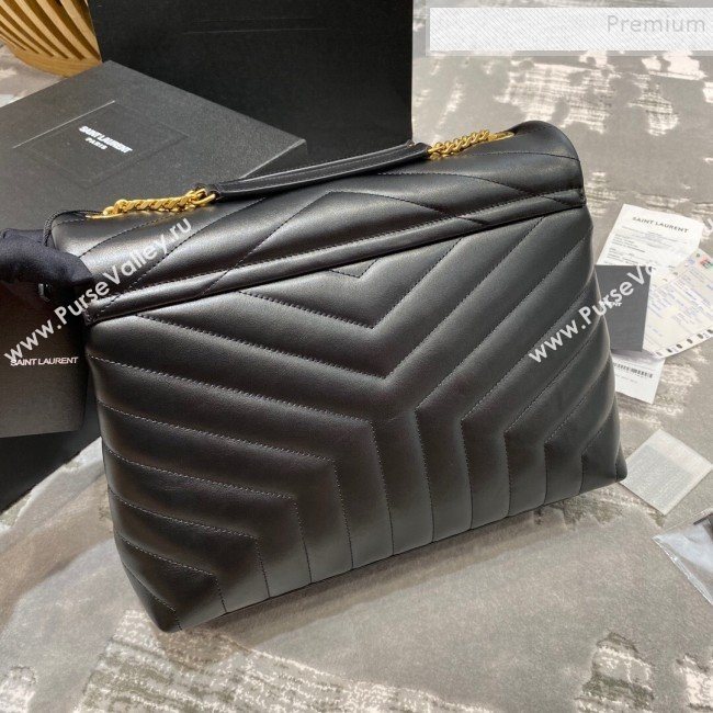 Saint Laurent Loulou Large Bag in &quot;Y&quot; Leather 459749 Black/Gold (JUND-9112139)