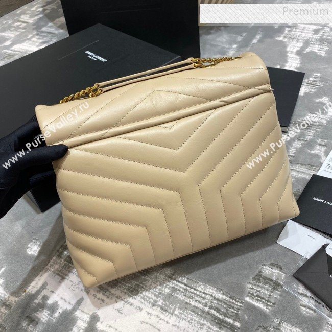 Saint Laurent Loulou Large Bag in &quot;Y&quot; Leather 459749 Apricot/Gold (JUND-9112137)