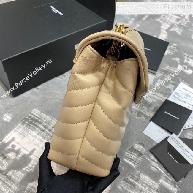 Saint Laurent Loulou Large Bag in &quot;Y&quot; Leather 459749 Apricot/Gold (JUND-9112137)