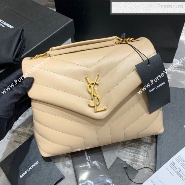 Saint Laurent Loulou Small Bag in &quot;Y&quot; Matelasse Leather 494699 Apricot/Gold (JUND-9112143)