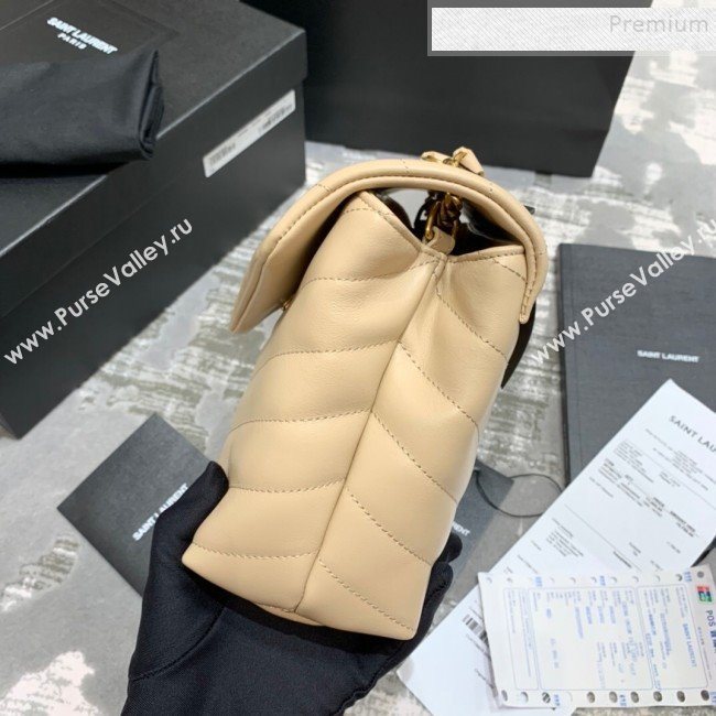 Saint Laurent Loulou Small Bag in &quot;Y&quot; Matelasse Leather 494699 Apricot/Gold (JUND-9112143)
