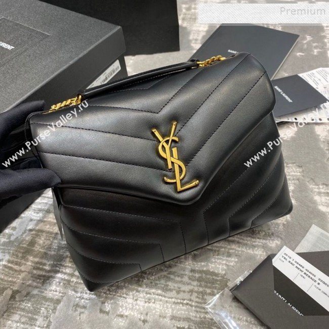 Saint Laurent Loulou Small Bag in &quot;Y&quot; Matelasse Leather 494699 Black/Gold (JUND-9112142)