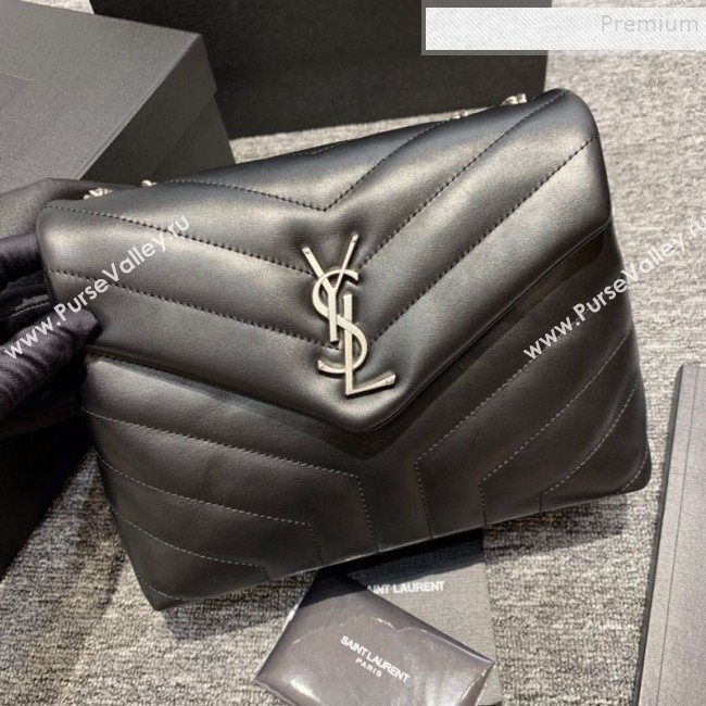 Saint Laurent Loulou Small Bag in &quot;Y&quot; Matelasse Leather 494699 Black/Silver (JUND-9112140)