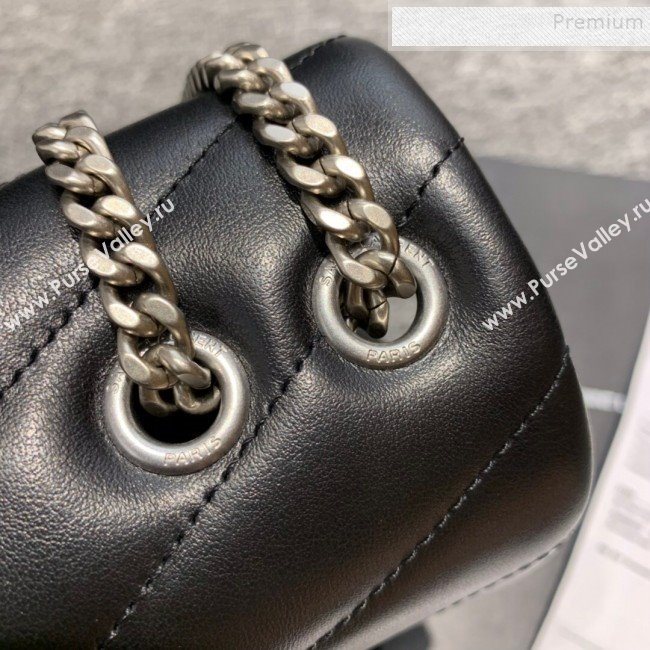 Saint Laurent Loulou Small Bag in &quot;Y&quot; Matelasse Leather 494699 Black/Silver (JUND-9112140)