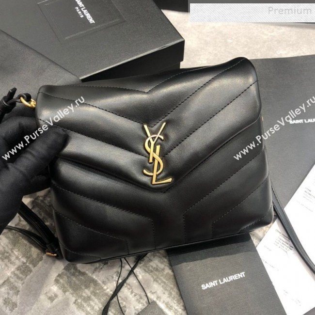 Saint Laurent Loulou Mini Toy Bag in &quot;Y&quot; Leather 467072 Black/Gold (JUND-9112145)